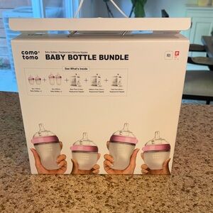 comotomo Baby Bottle Bundle - Pink and Cream Set
